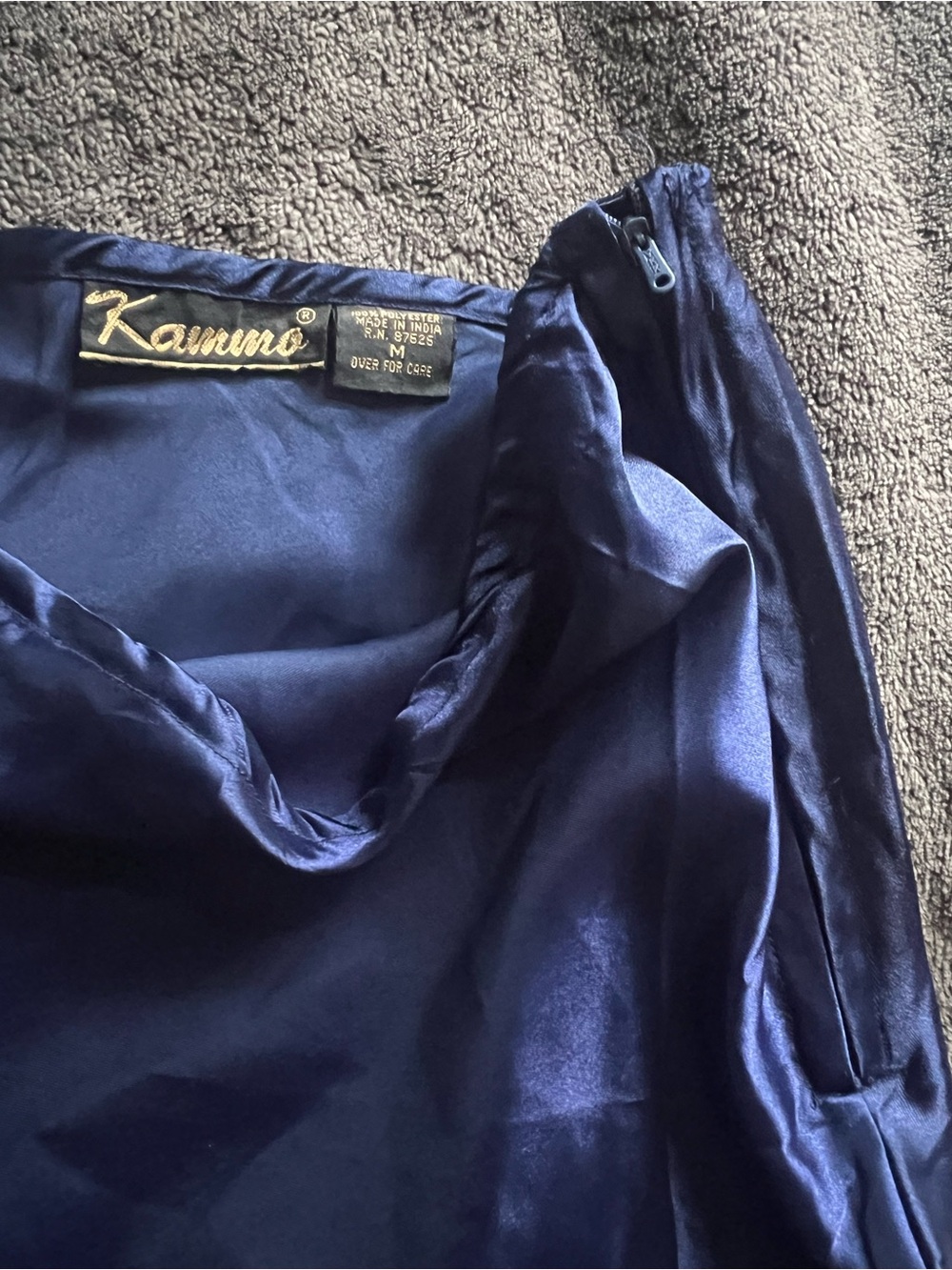 Vintage Kammo Dark Blue Satin Maxi Slip Skirt M - Picture 3 of 4